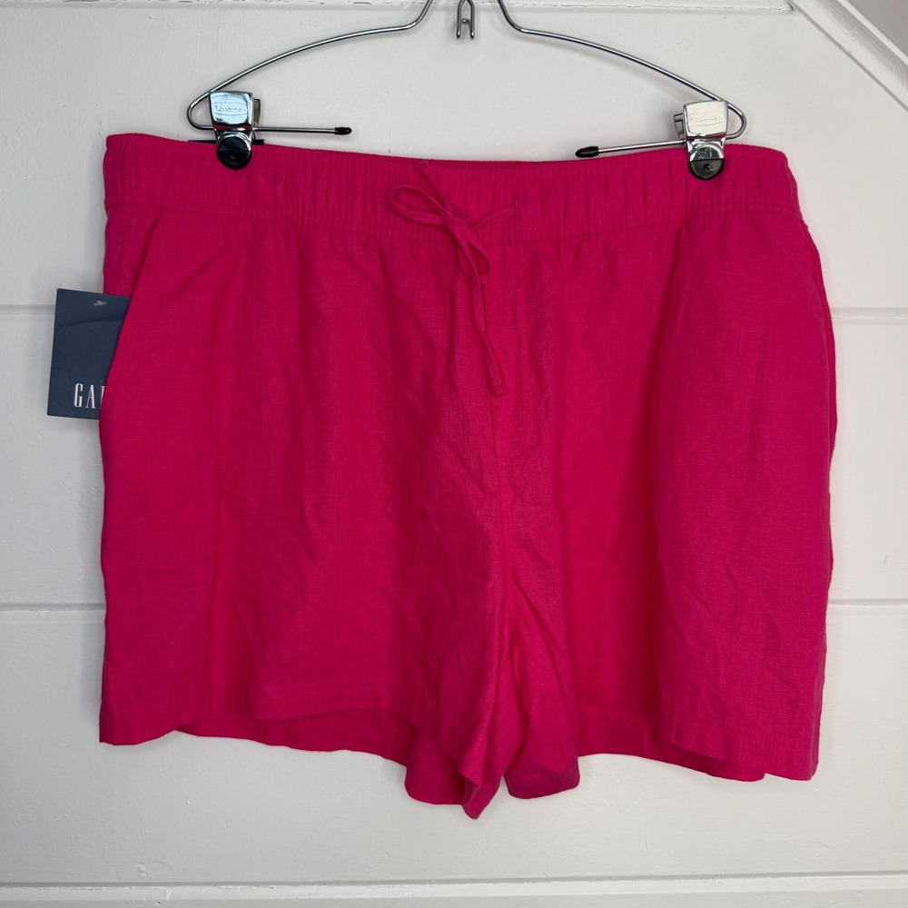 Gap Linen Pull On Shorts XXL Pink High Rise Drawstring Linen Blend Flowy Shorts